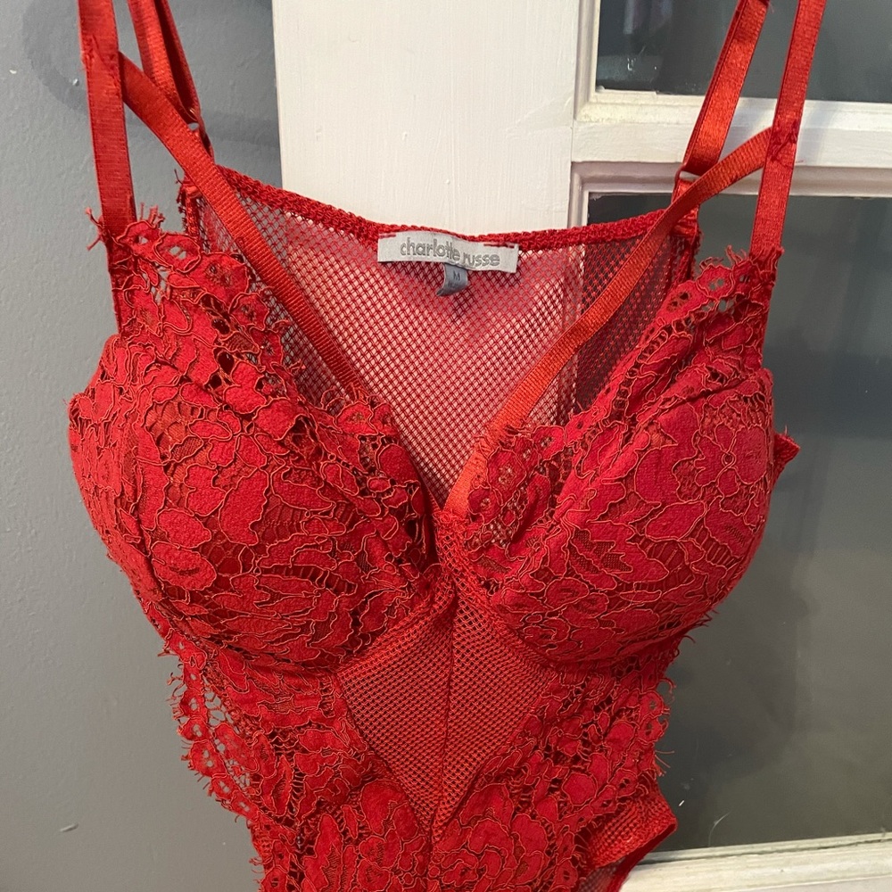 Charlotte Russe Rust Lace Bodysuit Medium